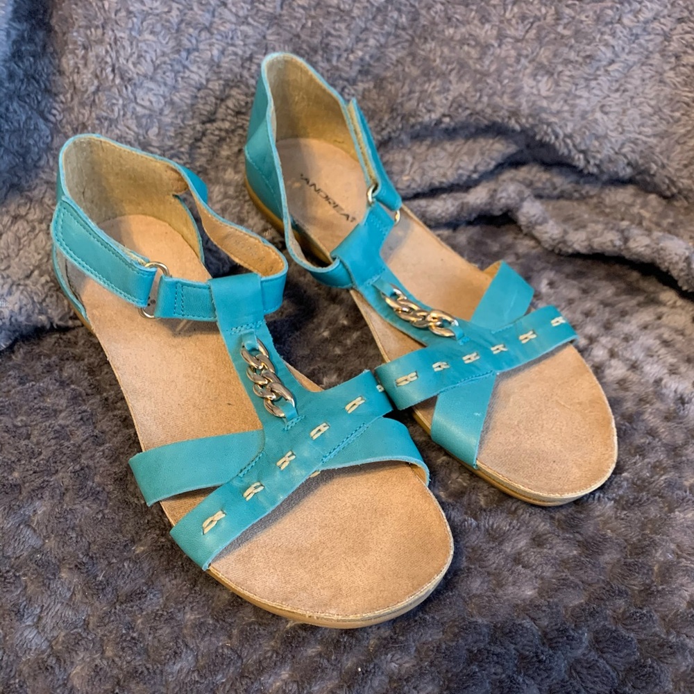 Teal chain sandals